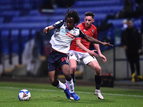 Peter Kioso in action during his loan spell at Bolton Wanderers