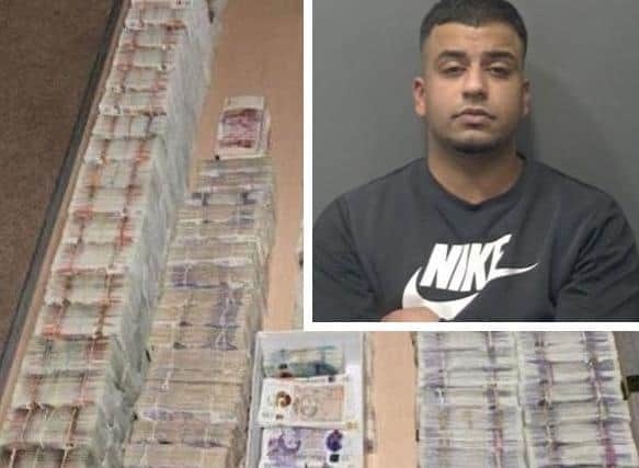 The seized cash; and Shahid Sultan (inset)