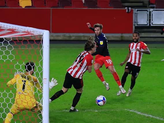 Jordan Clark fired this chance wide at Brentford recently