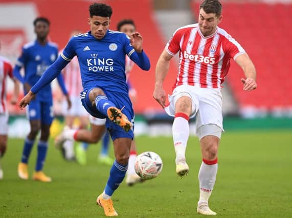 Former Luton full back James Justin in action for Leicester this season