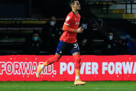 Midfielder Tom Ince comes off the bench for Luton on Tuesday night