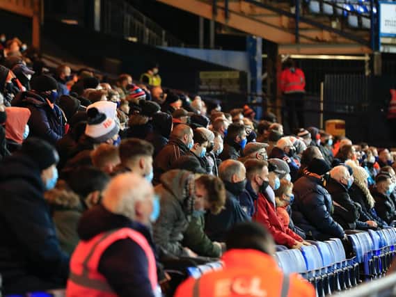 Luton fans attend the 3-0 win over Preston earlier in the season