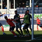 Kal Naismith pulls one back for the Hatters against Sheffield Wednesday this afternoon