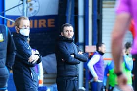 Hatters boss Nathan Jones watches on during Town's 3-2 win over Sheffield Wednesday