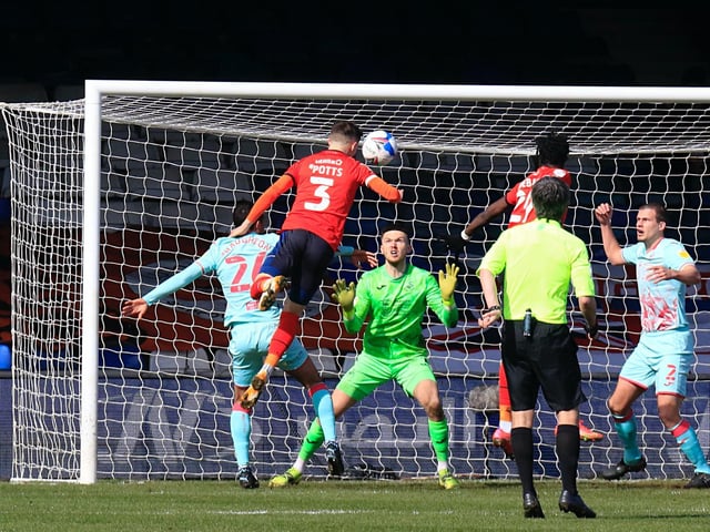 Dan Potts saw this goal ruled out for offside against Swansea