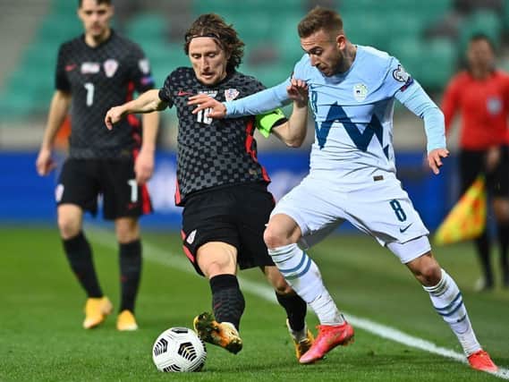 Luka Modric gets involved for Croatia against Slovenia