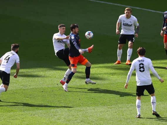 Ryan Tunnicliffe on the ball against Derby this afternoon