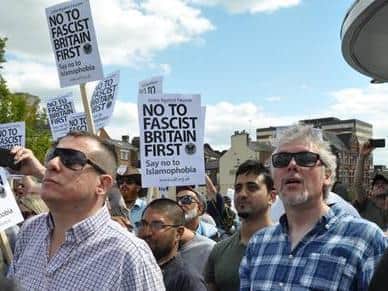 Stand Up to Racism campaigners outnumbered Britain First on February 22