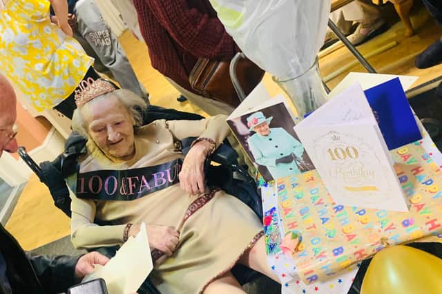 Marjorie celebrated her 100th birthday at Woodside Care Home