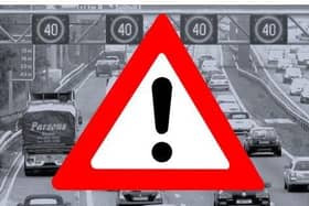 Three lanes are blocked on the M1 northabound on Tuesday morning