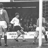 Malcolm Macdonald scores one of his hat-trick goals against Reading back on March 28, 1970