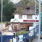 The First and Last pub has been demolished. (C) Graham Hill - grahamrhill@sky.com