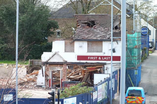 The First and Last pub has been demolished. (C) Graham Hill - grahamrhill@sky.com