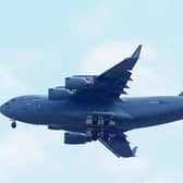 The RAF globemaster spotted flying into Luton today