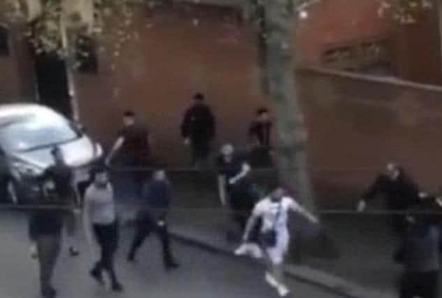 CCTV of the brawl in Luton
