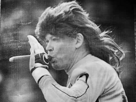 Andy winding up the opposition forwards in a game by showing them that as a goalkeeper he was having a very easy game by donning a 1970s style wig and smoking a large cigar