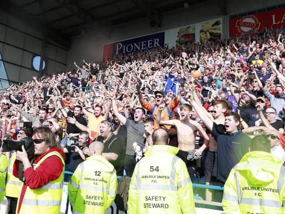 The Hatters faithful celebrate winning promotion at Carlisle back on April 21, 2018