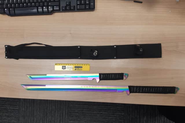 The swords were seized at Luton Train Station