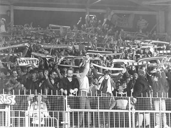 Luton Town's army of supporters celebrate staying up at Maine Road