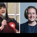 Luton North MP Sarah Owen (left) has hit out at the joke shared by international development secretary Anne-Marie Trevelyan (right)