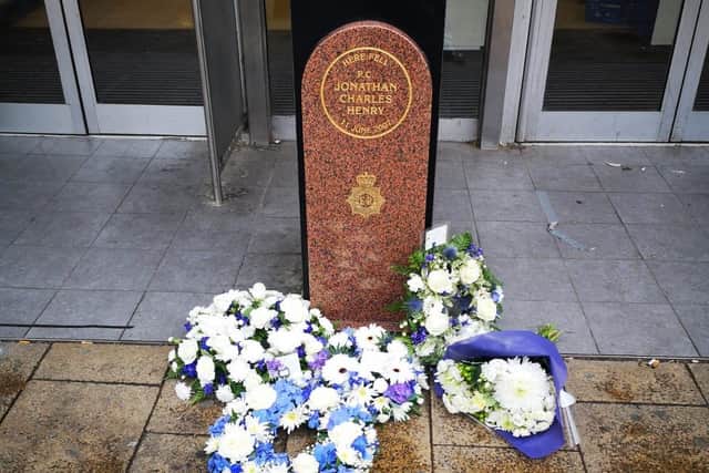 PC Jon Henry's memorial stone in George Street