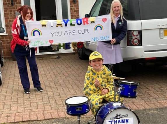 Luton drummer boy Taylor was thanked by NHS staff