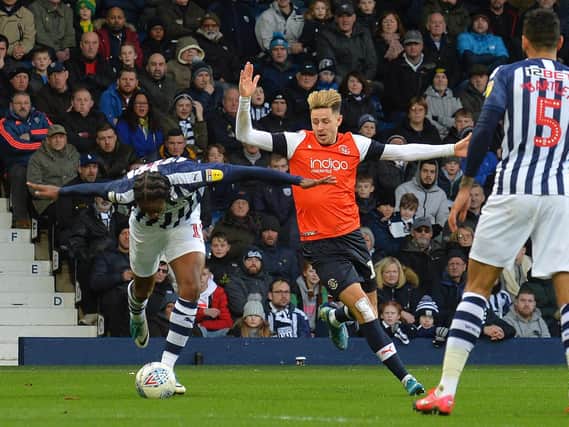 Town attacker Harry Cornick goes on the run against West Bromwich Albion earlier in the season