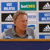 Neil Warnock faces the press after Cardiff's match with Luton earlier in the season