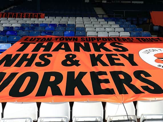 Luton Town unveiled this flag at their home game with Preston on Saturday