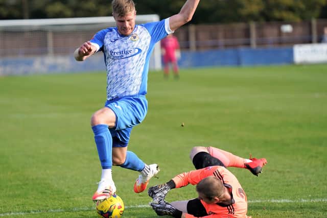 Dean Dummett goes close for Barton Rovers - pic: Duncan Jack Photography