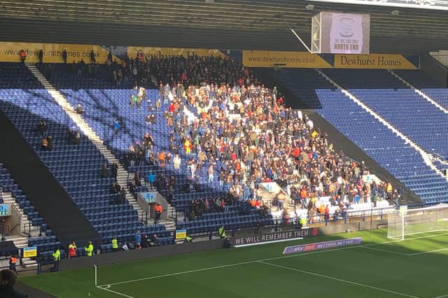 The travelling Luton fans at Preston on Saturday