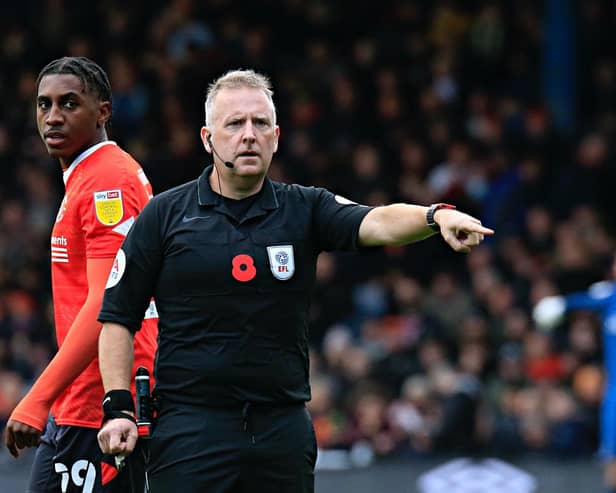 Premier League official Jonathan Moss was in charge of Town's defeat to Stoke yesterday