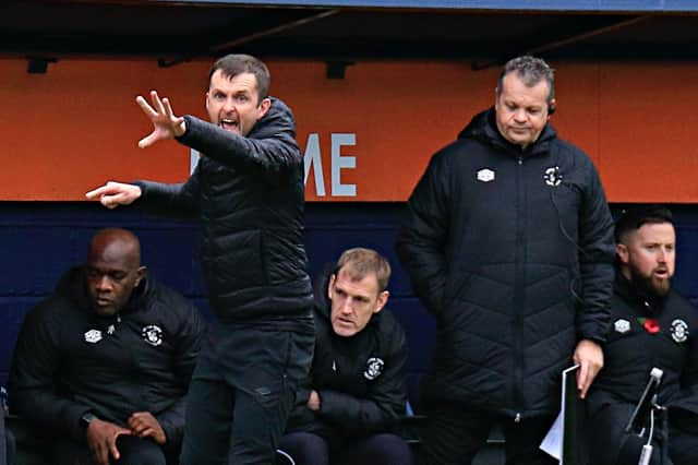 Nathan Jones screams out his orders during Saturday's 1-0 defeat to Stoke