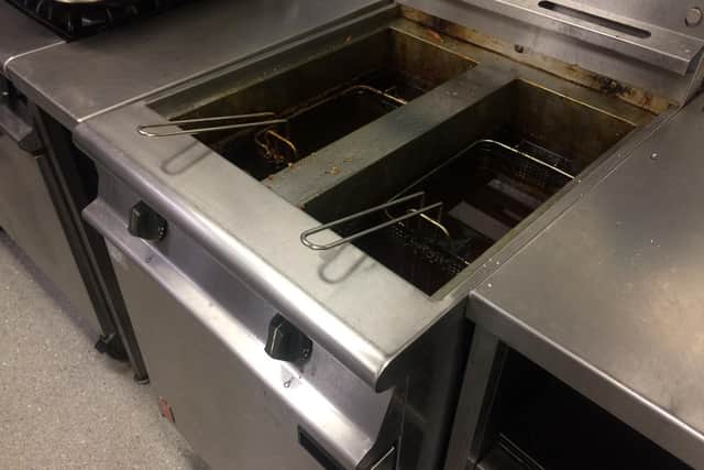 The commercial fryer in the kitchen of the Holiday Inn Express, Dunstable