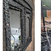 Kitchen window and garden fence damaged by the fire (C) Bedfordshire Fire and Rescue/Luton Community Fire Station