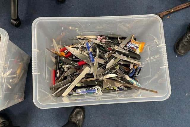 Over 850 knives were recovered - photo Beds Police