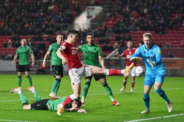 Callum O'Dowda goes close for Bristol City in their 1-0 win over Stoke last night