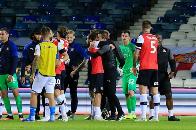 Hatters boss Nathan Jones shows his delight after Town stayed up by beating Blackburn on the final day of the 2019-20 season