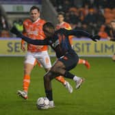 Carlos Mendes Gomes looks to attack against Blackpool - pic: Gareth Owen