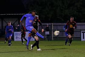 Terrence Muchineripi volleys home a stunning first goal - pic: Liam Smith