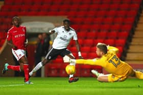 Elijah Adebayo in action for Fulham during their Checkatrade Trophy campaign in November 2017