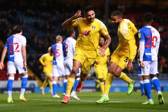 Aleksander Mitrovic celebrates scoring one of his 21 goals for Fulham this season in the 7-0 win at Blackburn