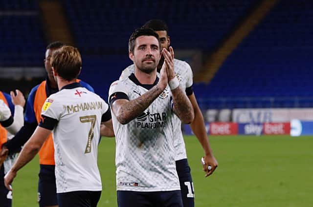 Former Luton captain Alan Sheehan applauds the Hatters fans during his last season at Kenilworth Road