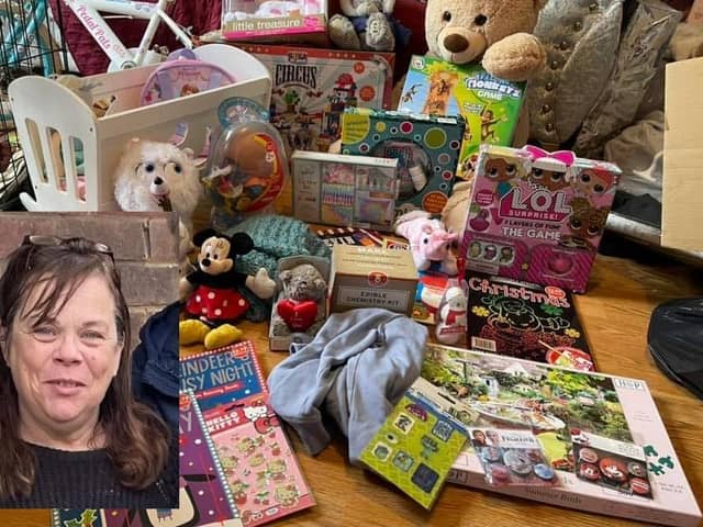 Nicola Trott, inset, and some donated items