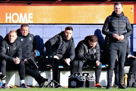 New first team coach Alan Sheehan in the Luton dugout on Sunday