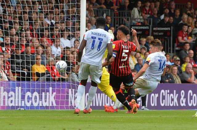 Hatters score at Bournemouth earlier this season in a 2-1 defeat - pic: Gareth Owen