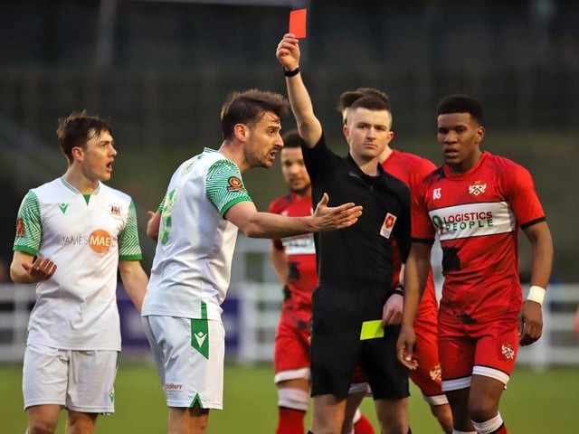 Bradford were reduced to 10 men in the second half