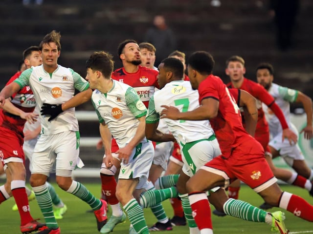Match action between Bradford Park Avenue and Kettering Town