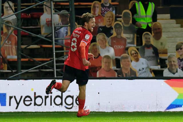 Luke Berry puts Luton in front against Blackburn last season