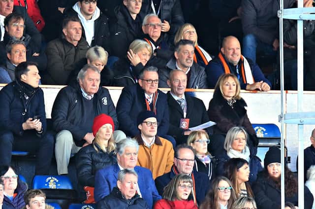 Hatters chief executive Gary Sweet and chairman David Wilkinson at a recent game